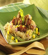 Hauts de cuisse de poulet teriyaki, sauce à la mangue