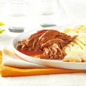 Effiloché de porc sauce style côte levée