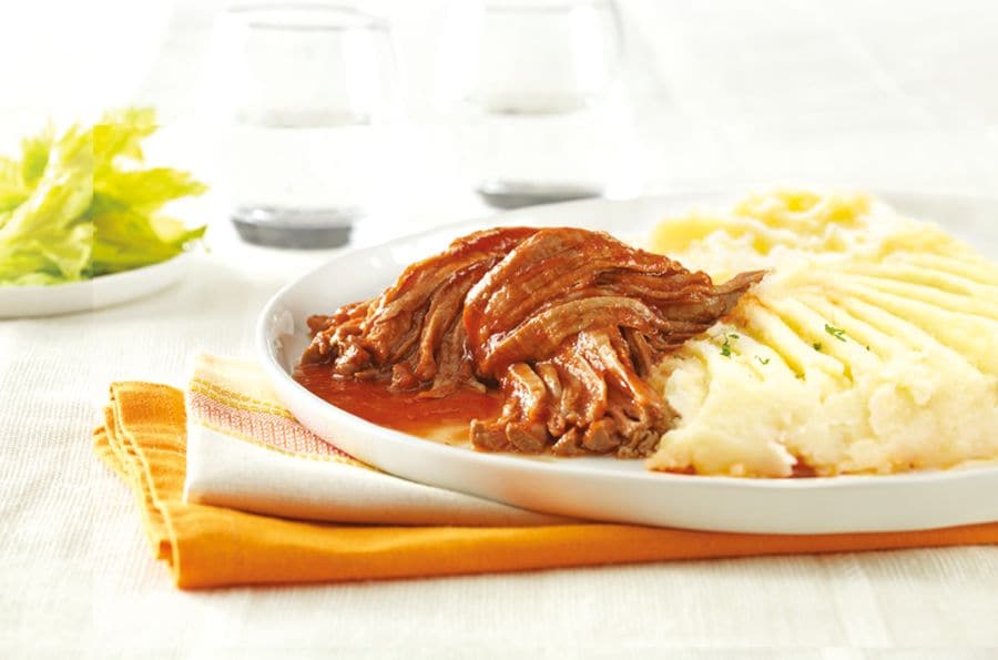 Effiloché de porc sauce style côte levée