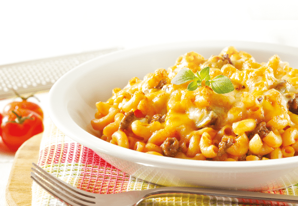 Macaroni gratiné sauce à la viande