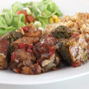Tofu Général Tao avec riz végane